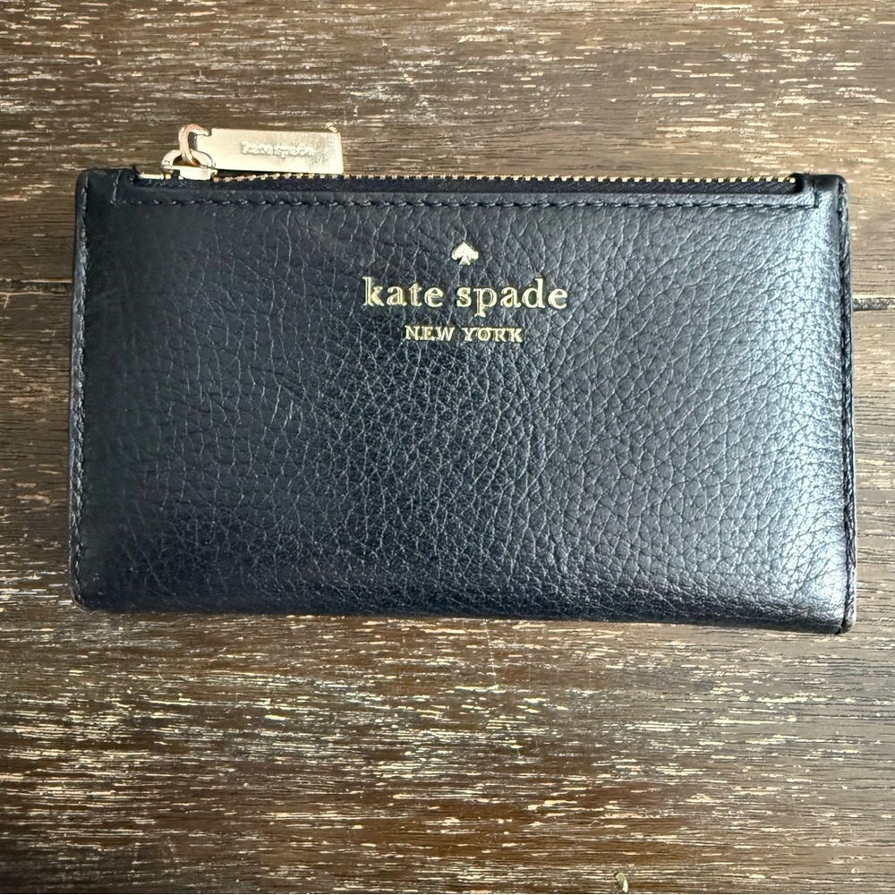 Kate Spade Black Leather Zip Wallet